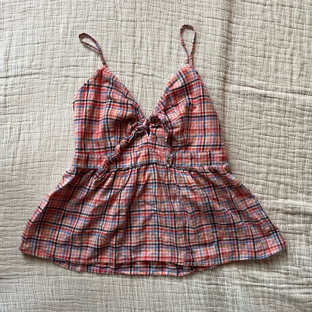 LOFT Tie Front Peplum Tank